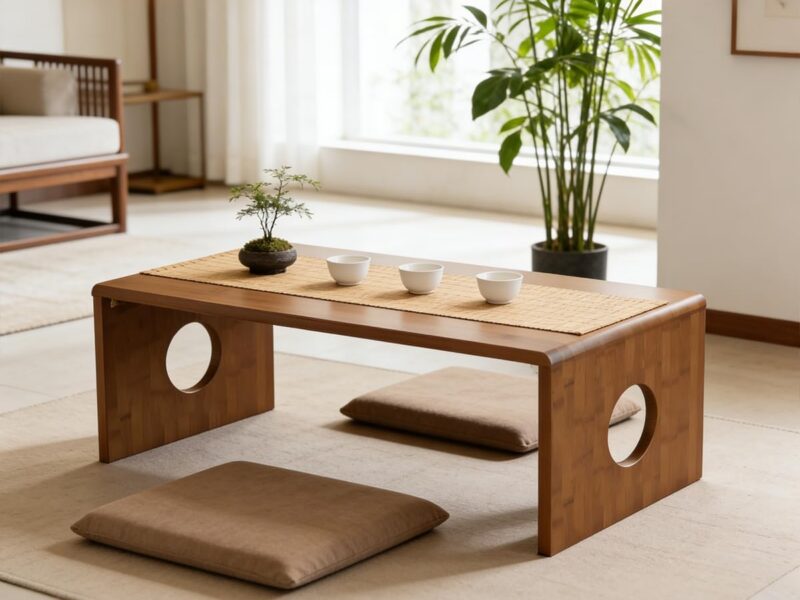 Zansens Foldable Bamboo Floor Coffee Table