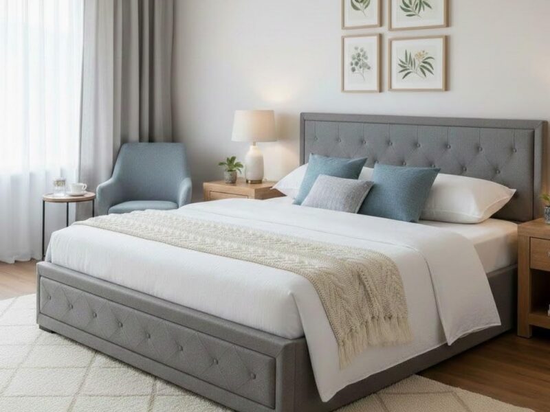 Artiss Queen Tufted Gas Lift Bed Frame