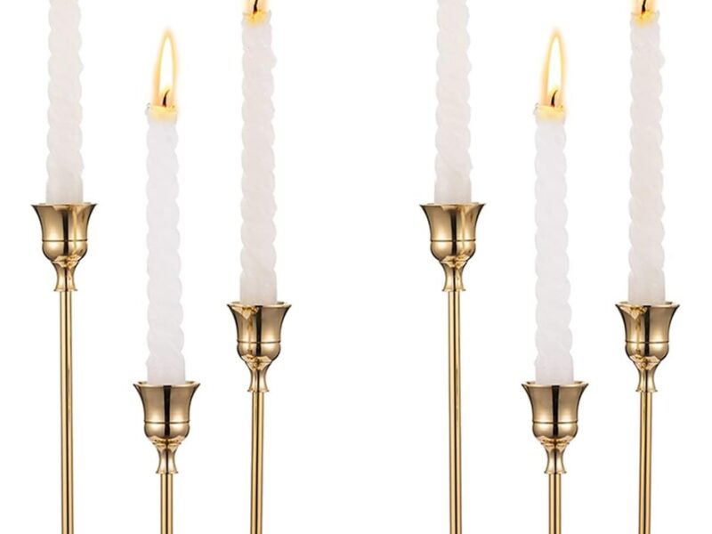 EP Leben Brass Gold Metal 6 Taper Candle Holders