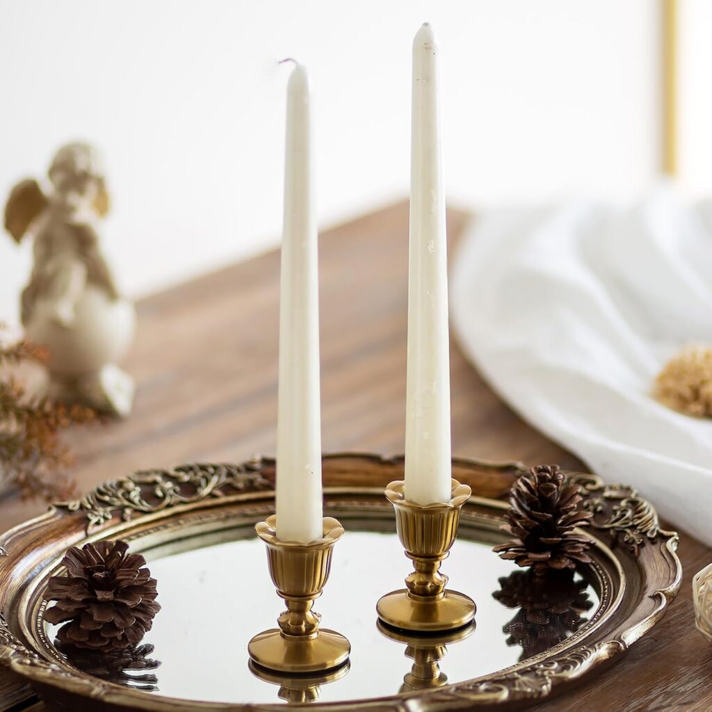 Romadedi Gold Brass Victorian Style Taper Candle Holder