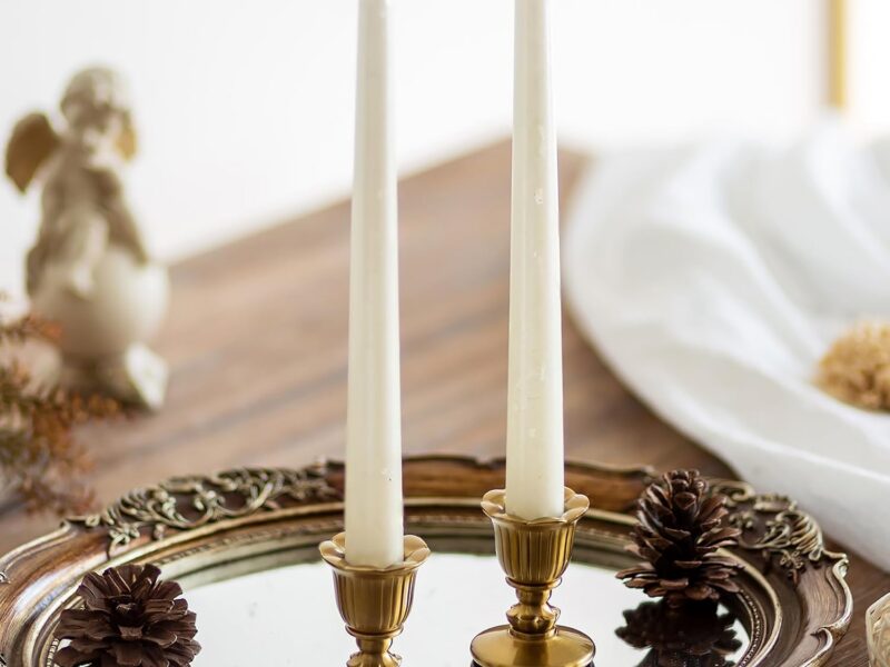 Romadedi Gold Brass Victorian Style Taper Candle Holder