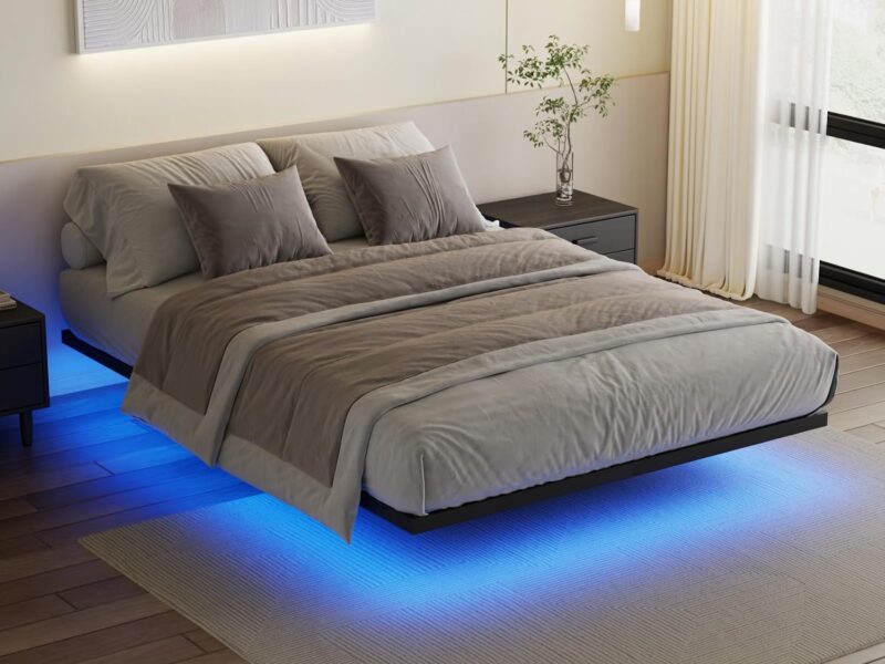 Ufurniture Double Black Floating Metal Bed Frame