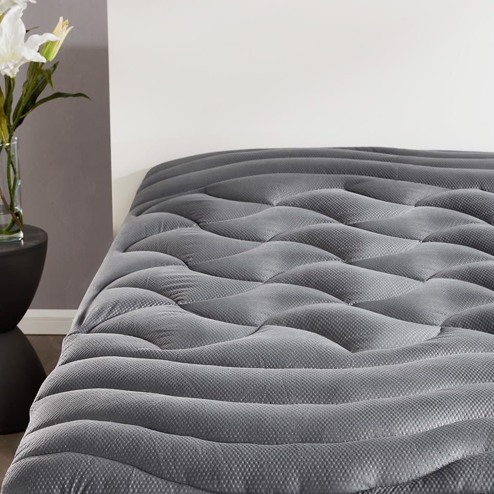 Sleep Zone Cooling Zoned Mattress Pad, Queen, Grey