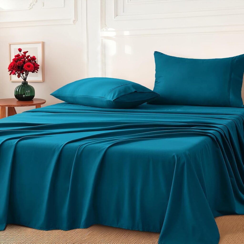 Lakora Queen Microfibre Bed Sheet Set, Biscay Blue