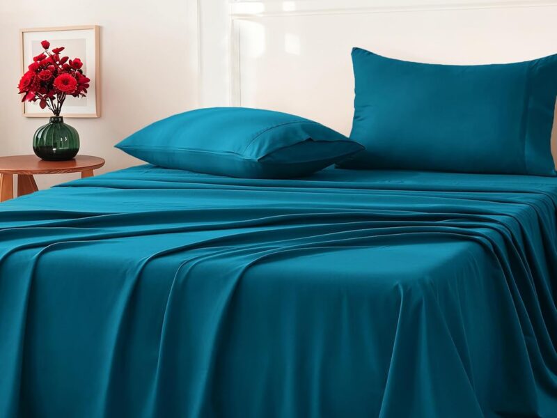 Lakora Queen Microfibre Bed Sheet Set, Biscay Blue