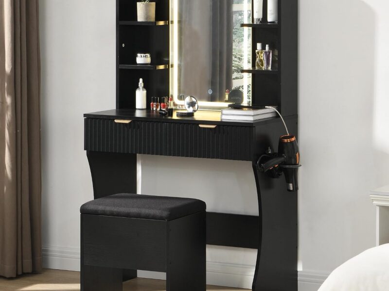 Cozeeny LED Makeup Vanity Desk with Stool