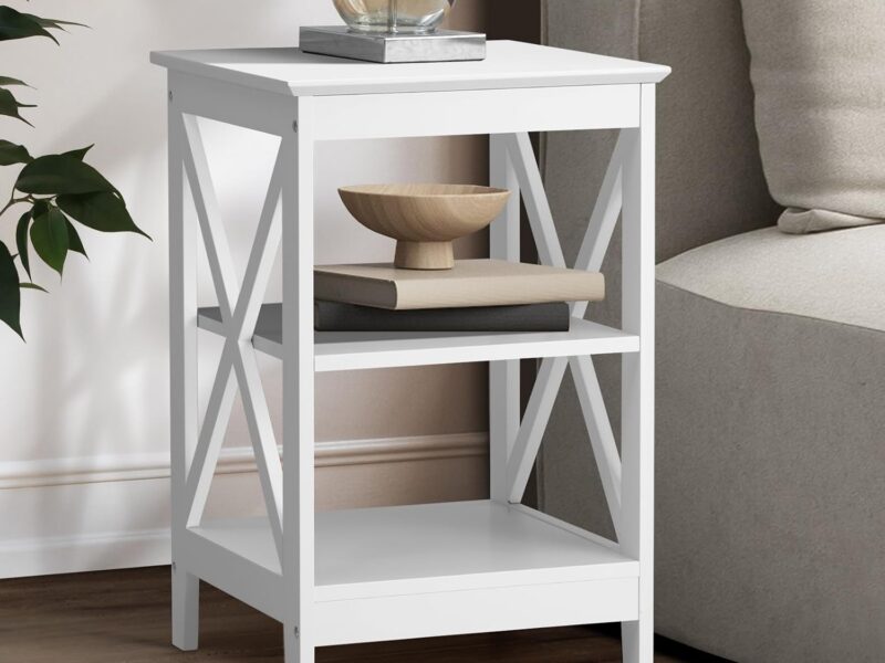 Oikiture Three-Tier Storage Side Table