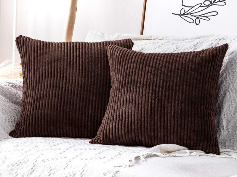 MUDILY Corduroy Striped Cushion Covers, Set of 2