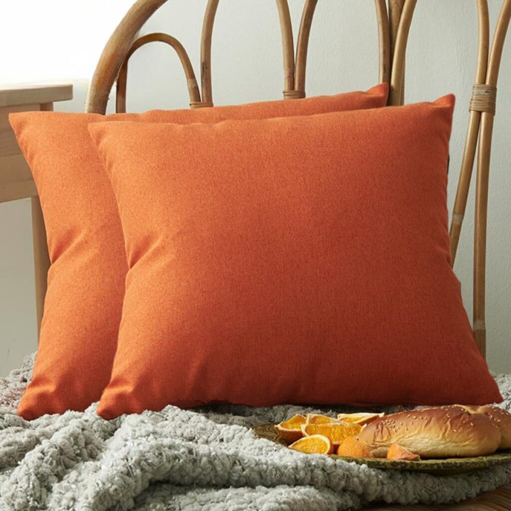 Lucckey Linen Square Lumbar Cushion Covers, Set of 2