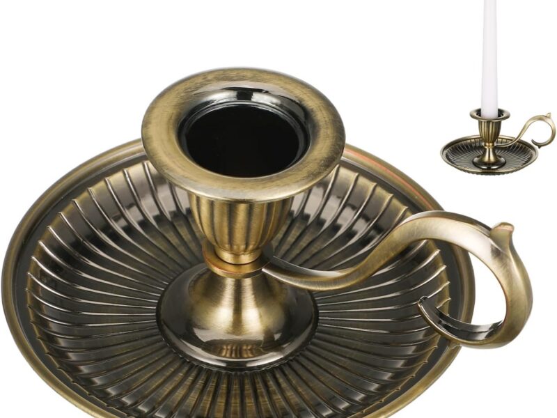 UKCOCO Retro Zinc Alloy with Handle Taper Candle Holder