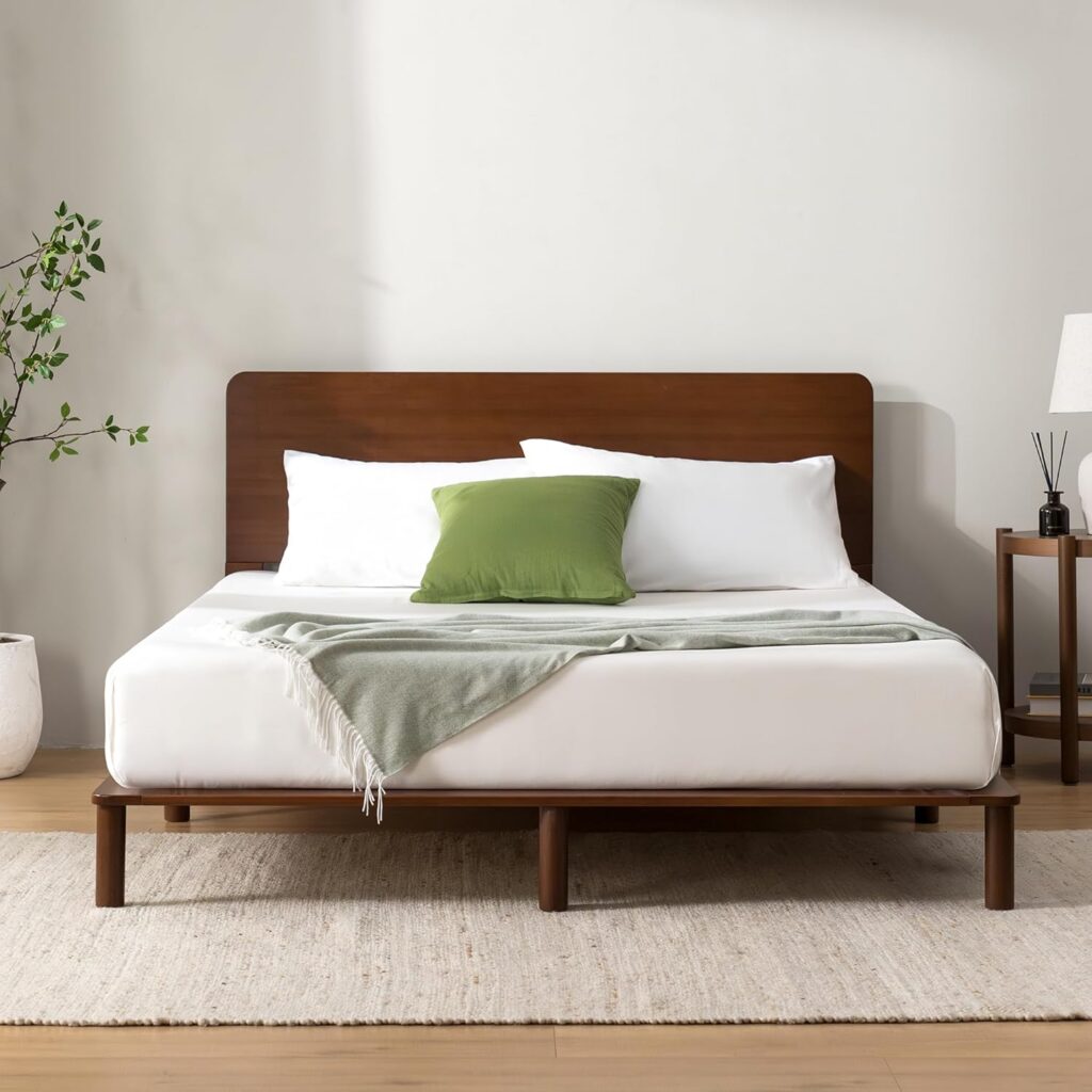 Zinus Arden Walnut Queen Bamboo Bed Frame