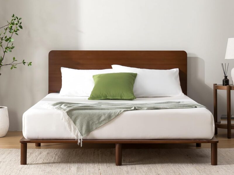 Zinus Arden Walnut Queen Bamboo Bed Frame