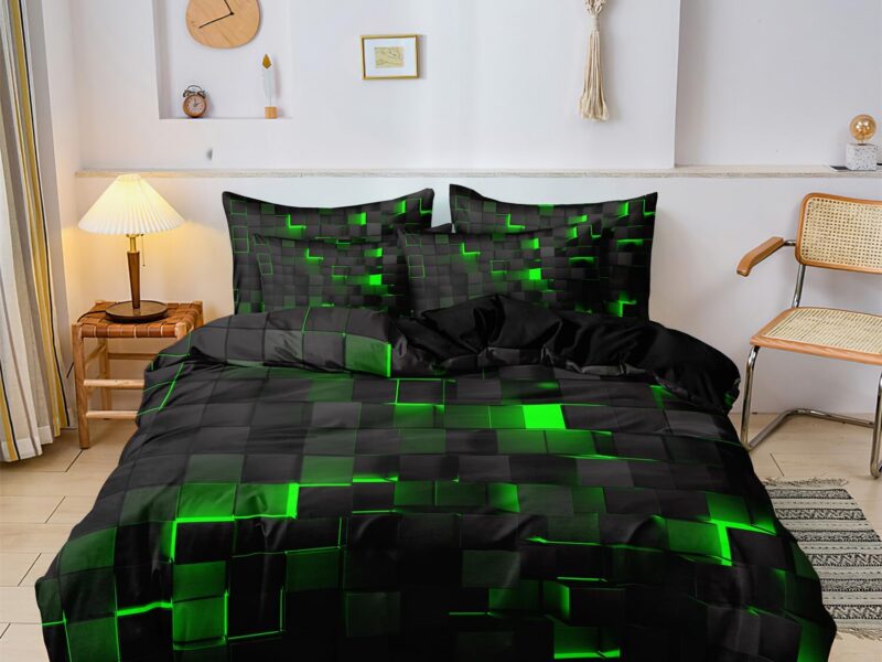 DREAMMERINO Geometric Grid Plaid Queen Duvet Cover Set