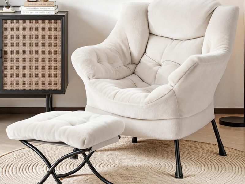 Artiss Velvet Armchair and Footrest