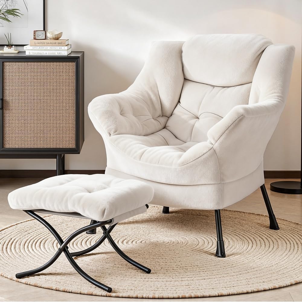 Artiss Velvet Armchair and Footrest