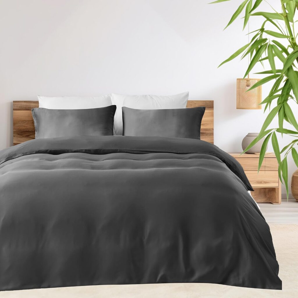 LINENOVA Charcoal Bamboo Quilt Cover Set