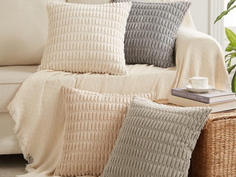 Fancy Homi Corduroy Striped Cushion Covers, Set of 4