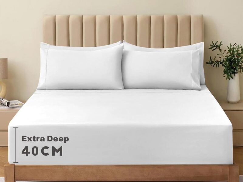 ForZzz Queen Fitted Sheet Set, White