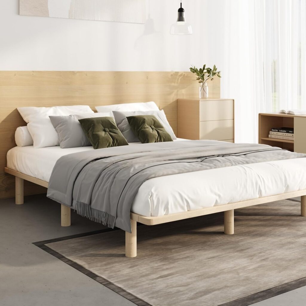Oikiture Double Solid Wood Bed Frame