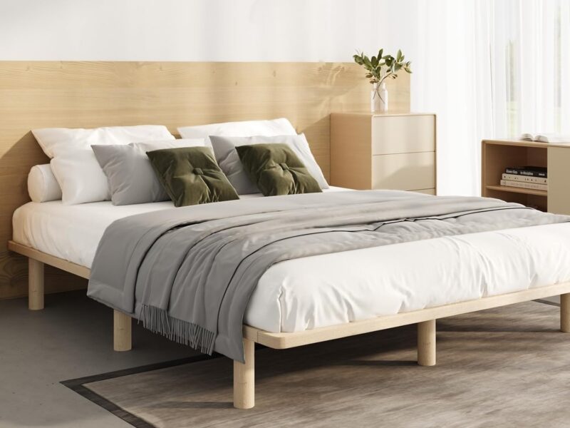 Oikiture Double Solid Wood Bed Frame
