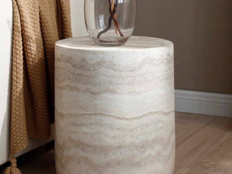 Aworesis Marble-Effect Finish Side Table