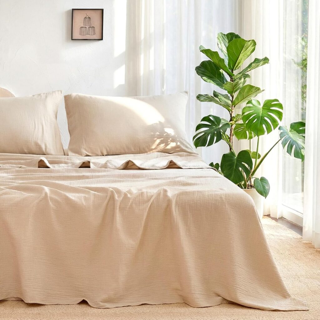 LUTBM Queen Cotton Muslin Sheet Set