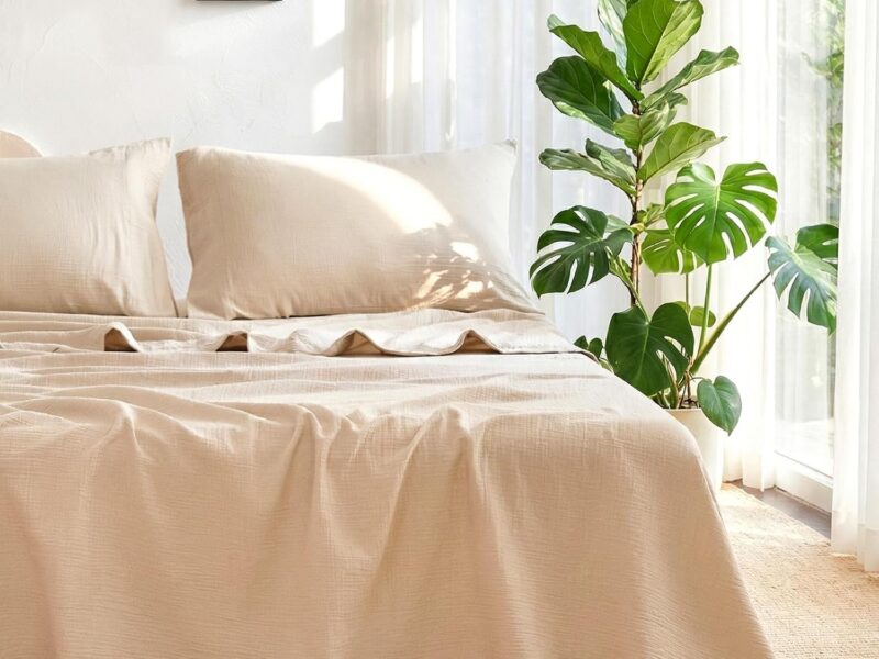 LUTBM Queen Cotton Muslin Sheet Set
