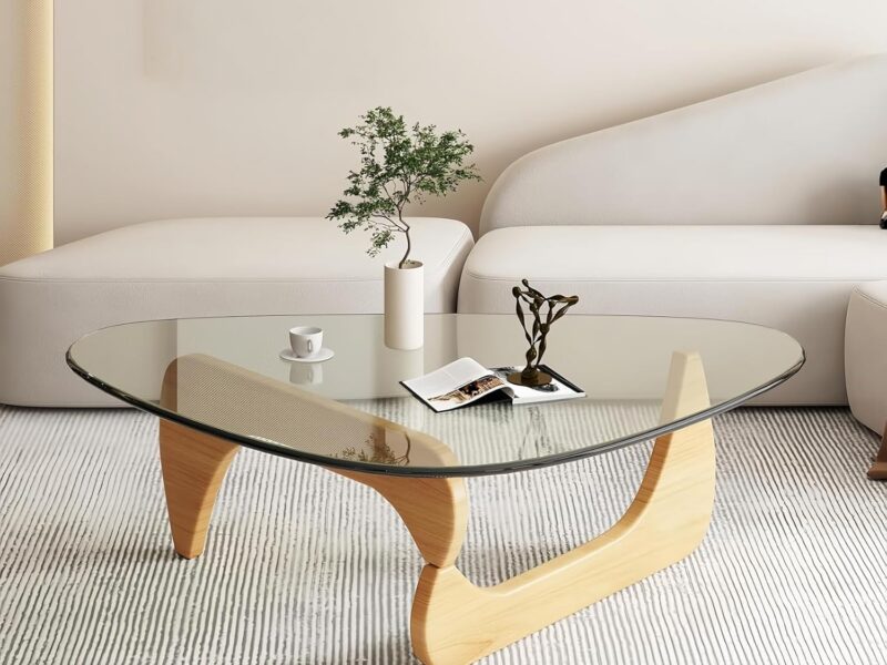 XLXYKMOZ Triangle Tempered Glass Coffee Table