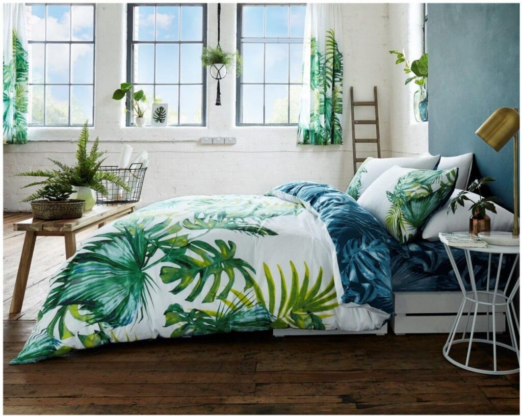 GC GAVENO CAVAILIA Printed-Leaf Super King Duvet Cover Set