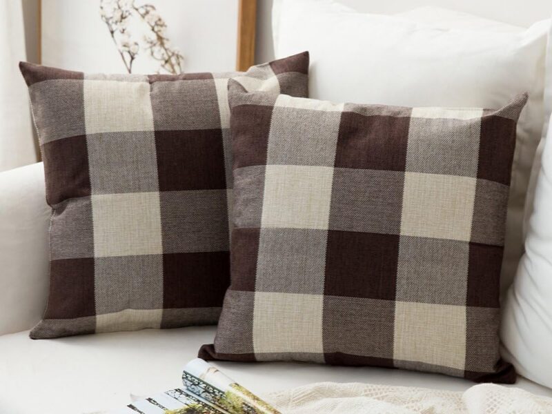Polyester Buffalo Plaid Outdoor Cushion Covers, Set of 2