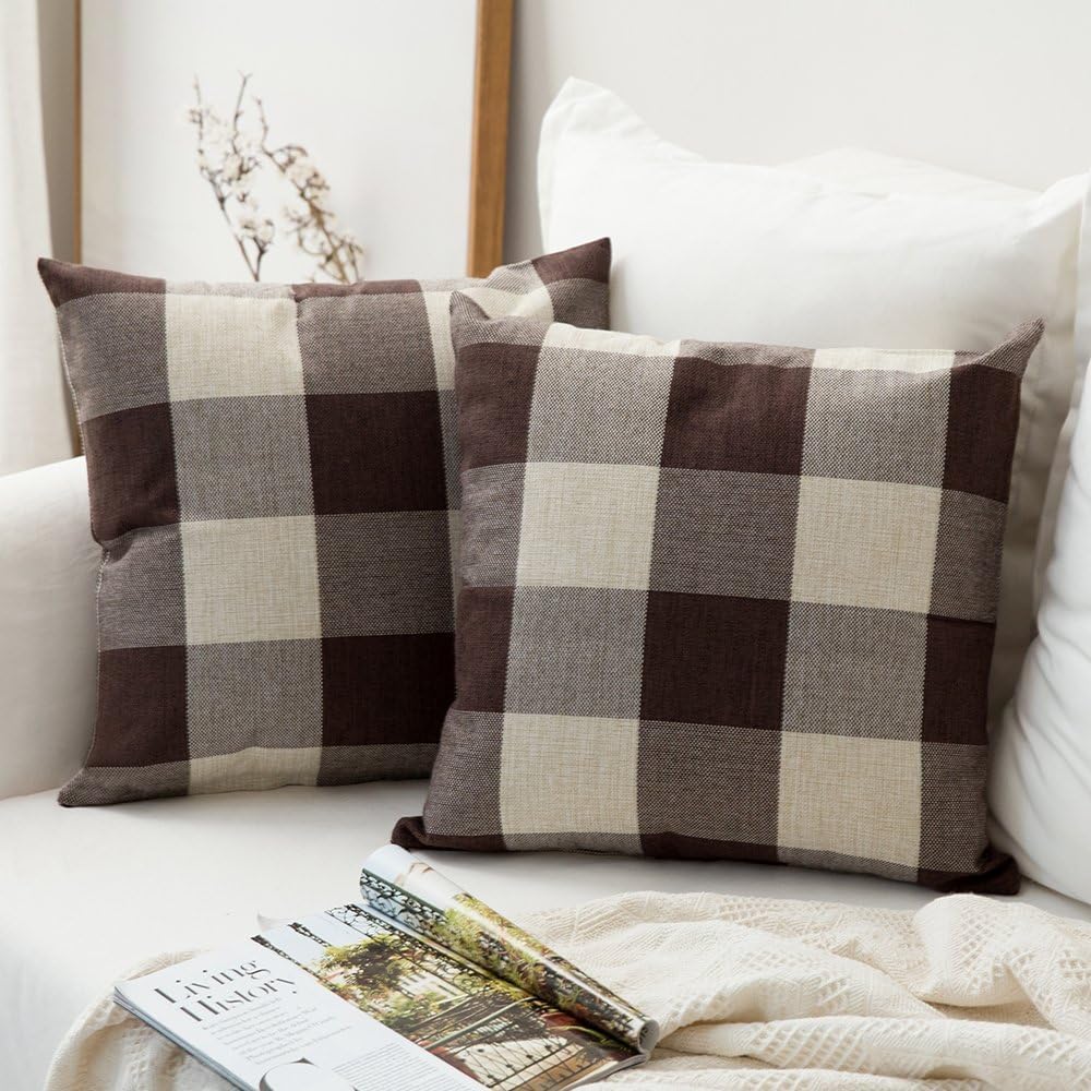 Polyester Buffalo Plaid Outdoor Cushion Covers, Set of 2