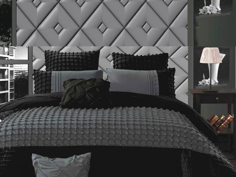 Luxton Cossette Grey Black Pintuck Quilt Cover Set
