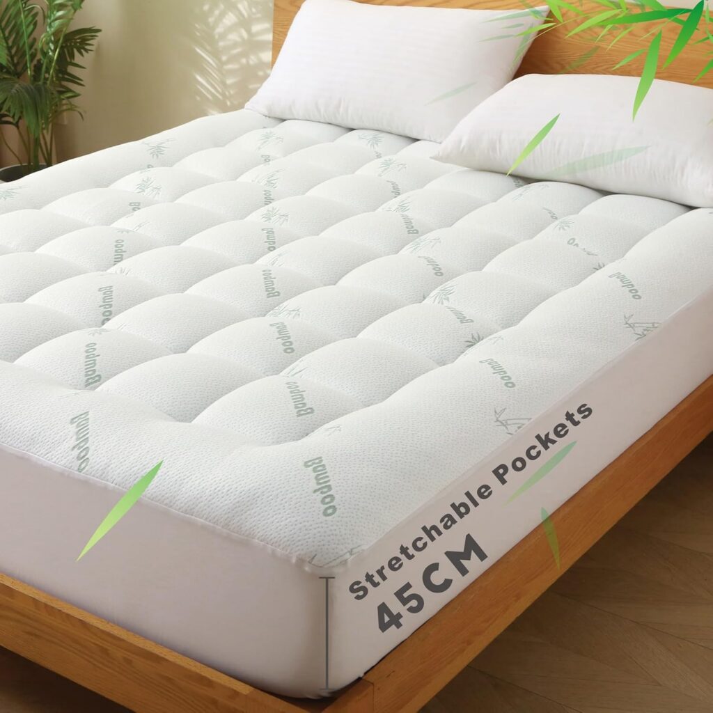 ForZzz 1000GSM Bamboo Pillow Top Mattress Topper, Single, White