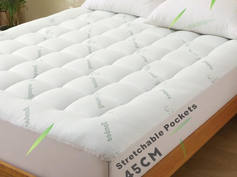 ForZzz 1000GSM Bamboo Pillow Top Mattress Topper, Single, White