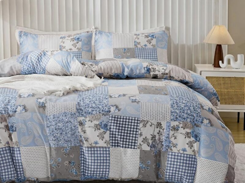 Linen Dreams Blue Plaid Microfibre Quilt Cover Set