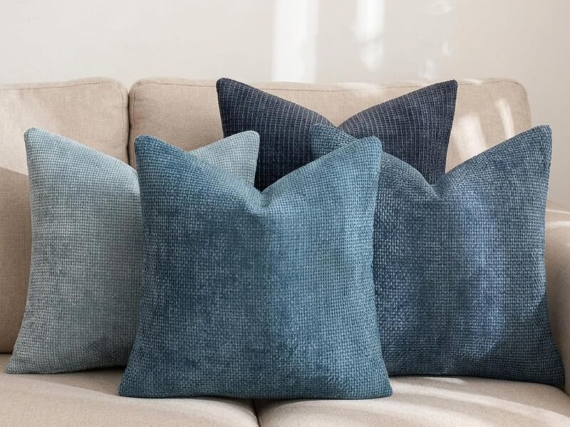 JOMWEN Chenille Striped Lumbar Cushion Covers, Set of 4