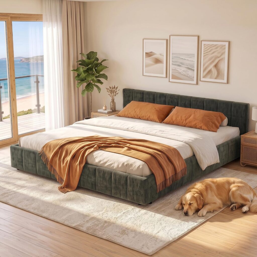 Artiss King Chenille Upholstered Bed Frame
