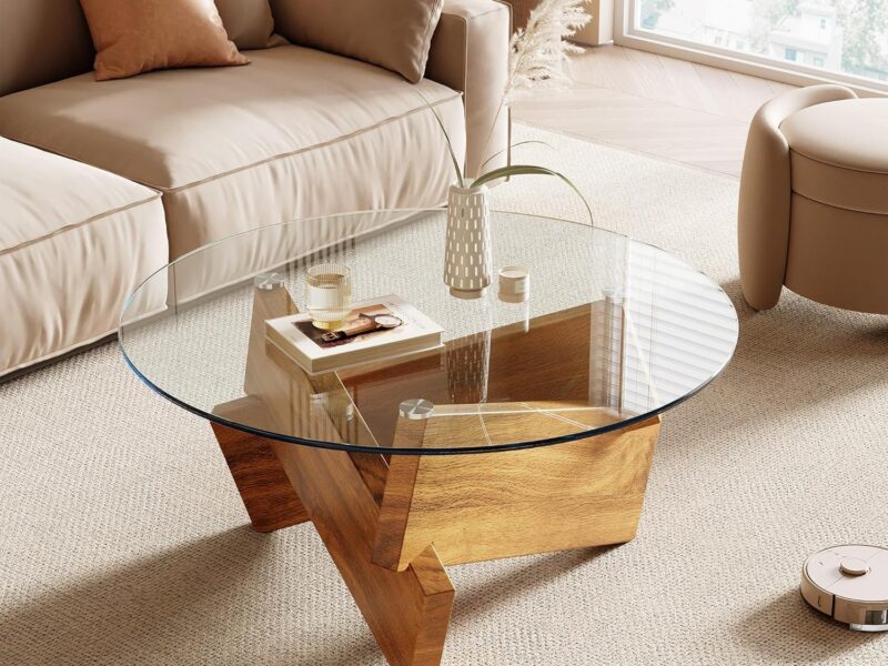 Lsajueira 80cm Round Tempered Glass Coffee Table