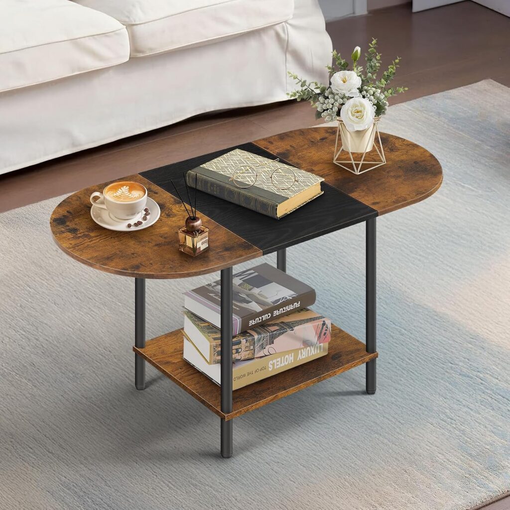 KANEODOT Narrow Oval Two Tier Coffee Table
