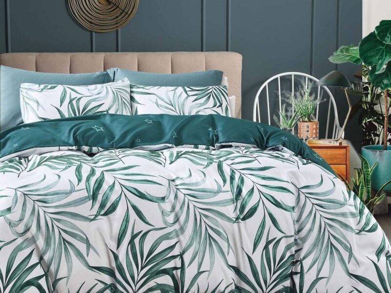 Luxton Tropical Green Leaf Microfibre Quilt Cover Set