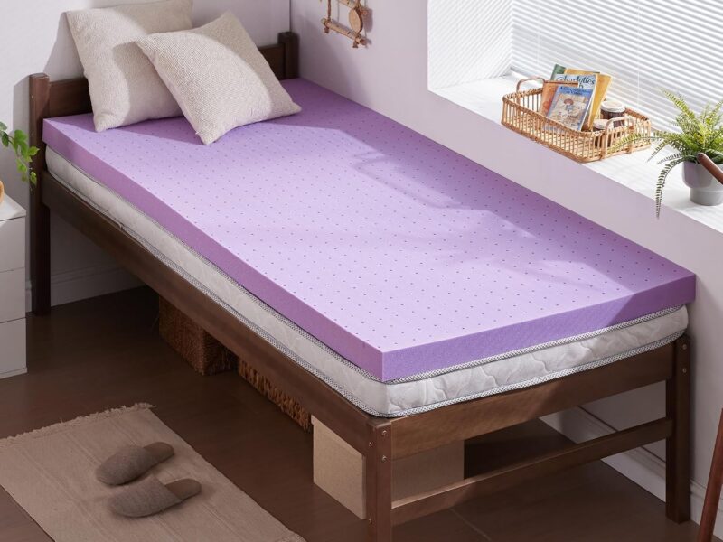 SINWEEK 2 Inch Ventilated Gel Memory Foam Topper, Twin, Purple