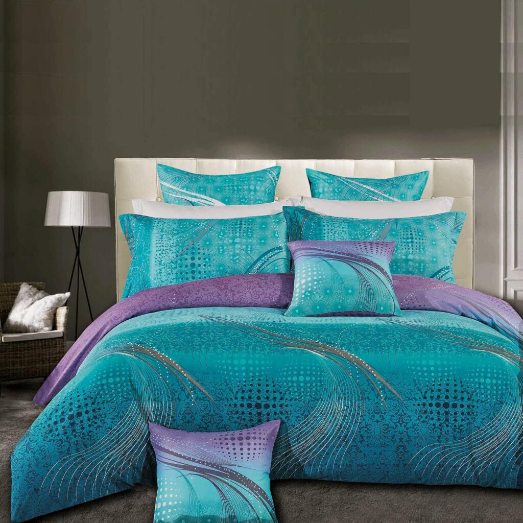 Luxton Turquoise Purple Geometric Quilt Cover Set