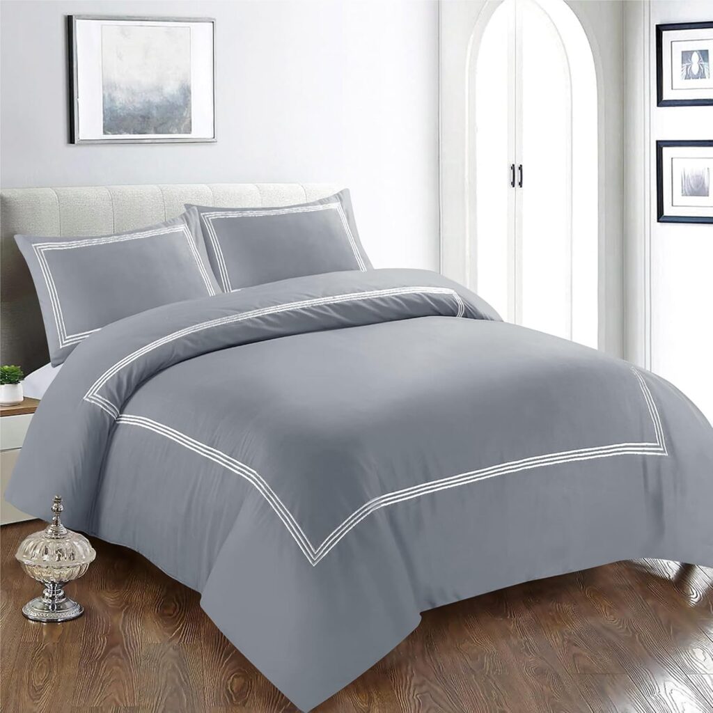 DYETEX Grey White Quilt Cover Set