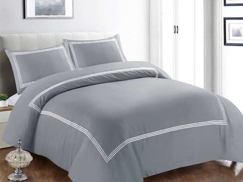DYETEX Grey White Quilt Cover Set
