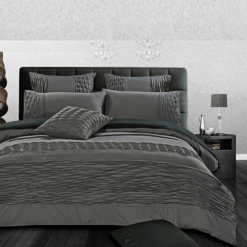 Luxton Grey Pintuck Microfibre Quilt Cover Set