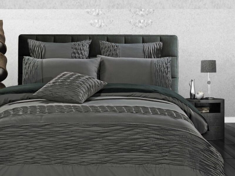 Luxton Grey Pintuck Microfibre Quilt Cover Set