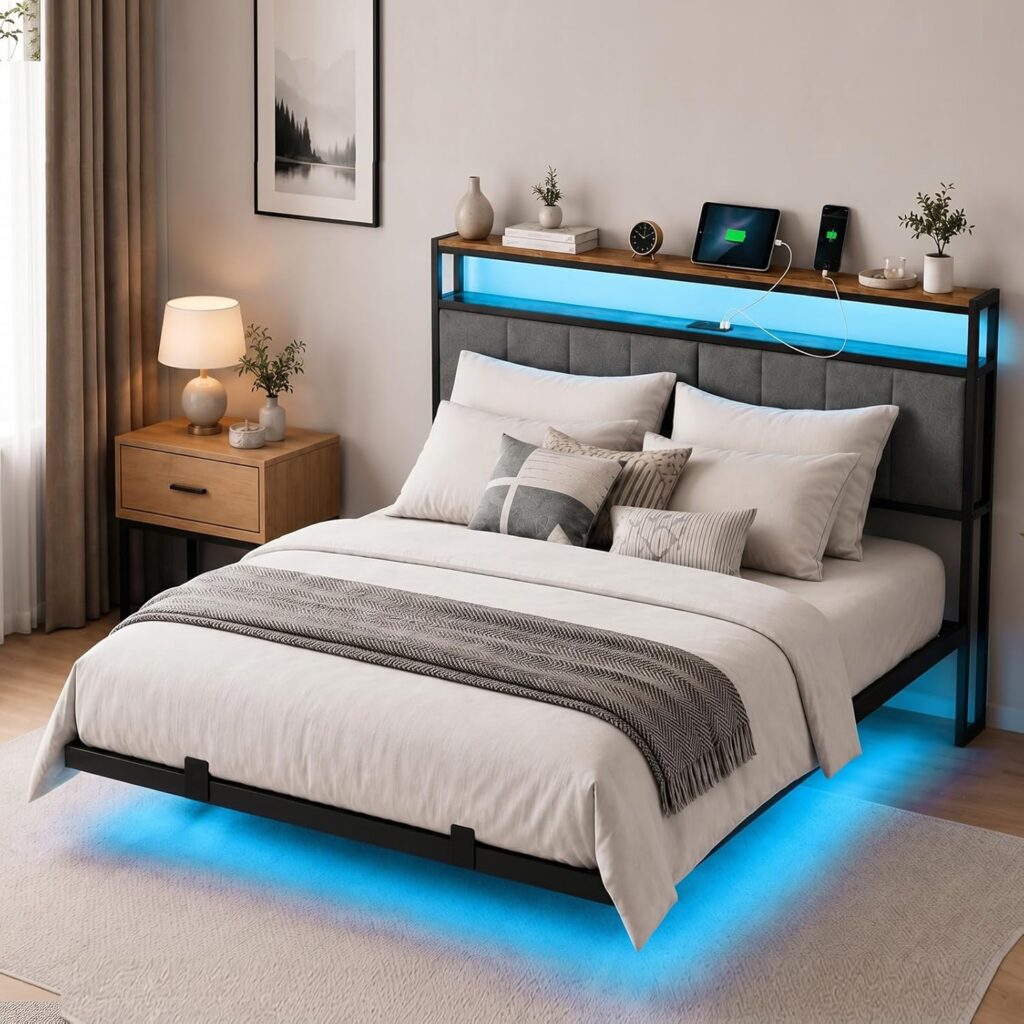 Alvoro Queen Floating LED Bed Frame