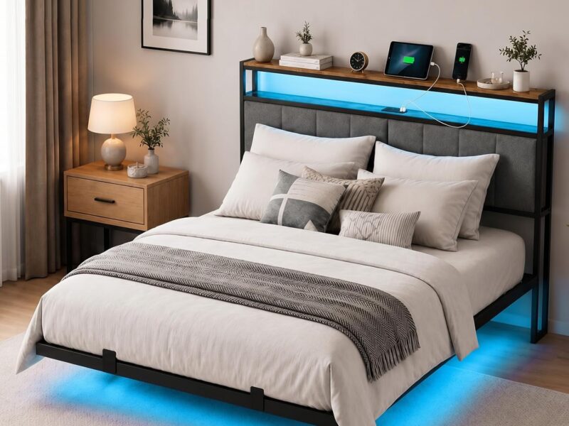 Alvoro Queen Floating LED Bed Frame