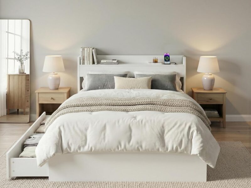 Artiss King Single Storage Headboard Bed Frame