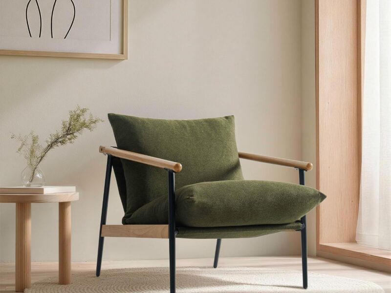 Zinus Natural Wood Lounge Armchair